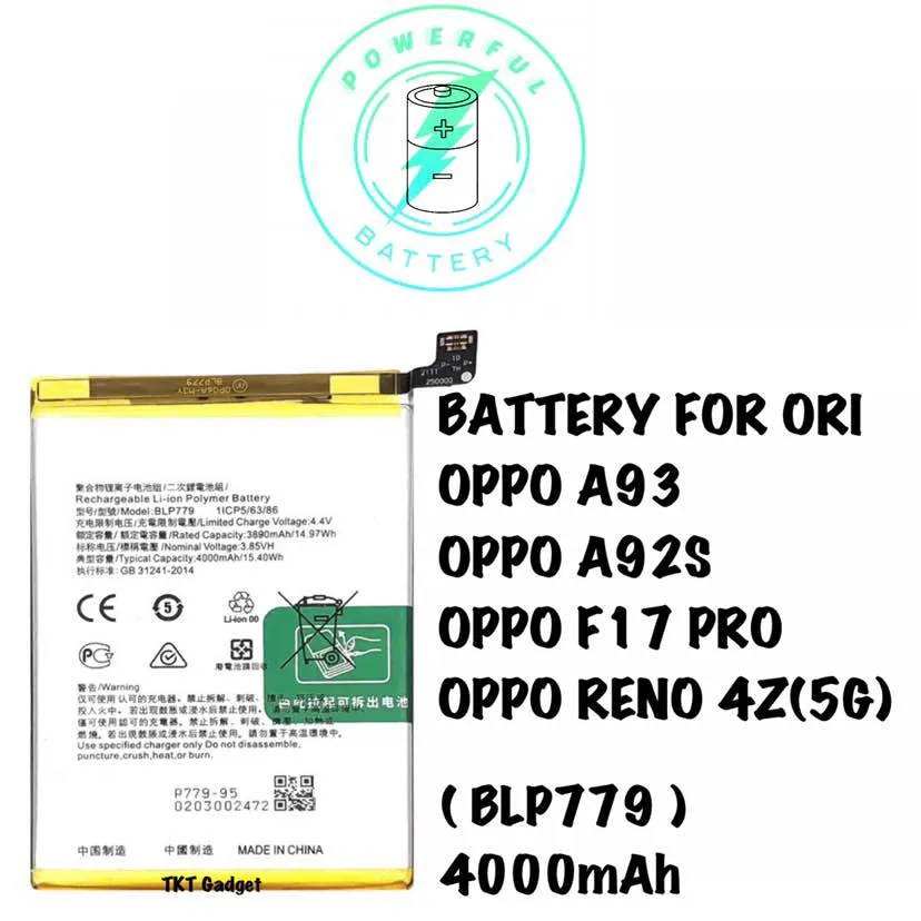 E-yiiviil Vervangende batterij BLP779 compatibel met Oppo A92S A93 F17 Pro Reno 4Z 5G Reno 4 Lite met gereedschap