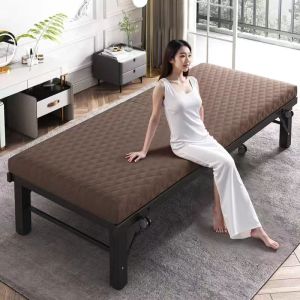 coffee brown Folding Bed Heavy Duty With Foam 60/80/100/120cm Splicing Bed Office Foldable Bed Single Foldable Durable Quality Save Space For Dormitory Rooms
