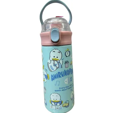 พร้อมส่ง💕 กระติกน้ำเก็บอุณหภูมิ ร้อน-เย็น 2in1 500ml ลายการ์ตูน (ยกดื่ม+หลอด) มีหูหิ้ว สแตนเลส 304