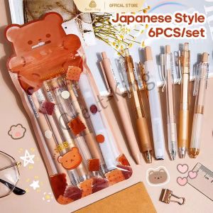 6Pcs/Set Gel Pen 0.5mm Pen Refill Ins Japanese Style High Value Gel Pen Office Pen Stationary