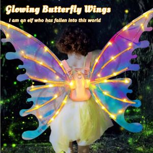 Glowing Butterfly Wings Electrical Elf Angel Wing LED Light with Music Party Cosplay Fairy Wings Angel Costume