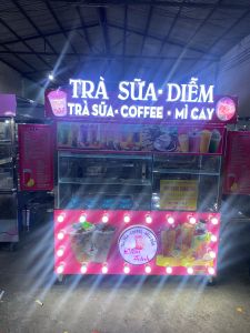 Xe bán Trà Sữa kèm thùng đá âm và khay topping nổi và tem theo yêu cầu cơ khí Tân Ngọc Châu TNC 0937 272 899