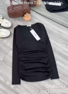 Đầm Nữ Mini Cổ Tim Tay Dài Nhún Eo - Tharo Clothing [DAM0071]