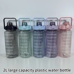 Botol Motivasi Transparan Bening 2 Liter - Botol Minum Viral + Sticker Lucu