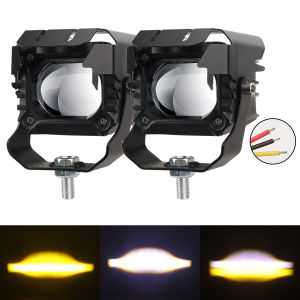 KEVANLY | 2pcs Motorcycle LED Lens Spotlight External Headlamps Fog Lamp White Yellow High Low Beam Motorcycle Additional Signal Light