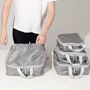 7Pcs Compression Travel Organizer With Zipper Packing Cube Travel Pouch Luggage Bag Portable Suitcas