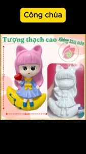 Tượng thạch cao Công chúa ngồi trên mặt trăng M52 (Không kèm màu) Bé Tô Màu Tô Tượng