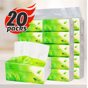20 Packs Organic green tea Facial Tissue Paper towel 3 ply(300 sheets x 20 packs)
