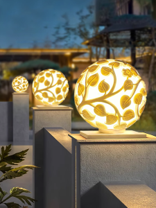 Solar Pillar Lamp Outdoor Ball Lamp Waterproof House Garden Ball Lamp Courtyard Wall Lamp Gate Pillar Lamp