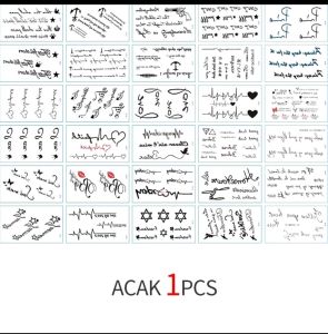 1 Lembar Kecil Tato Temporer Temporary Tatoo Seri A Tulisan Kecil Motif Acak Random Tidak Bisa Pilih