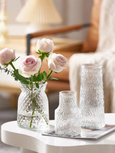 Nordic Style Glass Flower Vase Fresh Roses And Lilies Arrangement Decorative Pieces for Living Room Transparent Design High End Feeling
