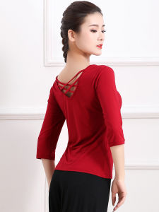 เสื้อเต้นรำสตรีแขนยาวกลางแจ้ง ทรงสลิมฟิต ผ้าโมดอล สีดำ เสื้อเต้นรำสำหรับฝึกซ้อมและเล่นกีฬา