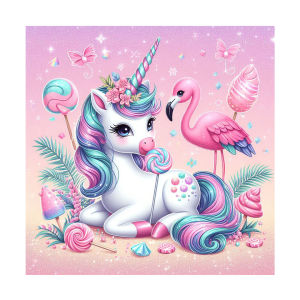 Diamond Art Painting DIY Cartoon Unicorn Gem Cross Stitch 5D Round Rhinestone Full Diamond Mosaic Wall Home Decor