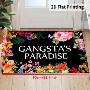 VIKAMA Gangster Paradise Tropical Floral Welcome Doormat Non Slip Machine Washable Durable Indoor Outdoor Rug Home Decoration