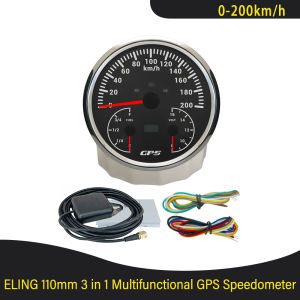 110mm 3in1 Multifunction Gauge 0-120 0-200 KMH MPH GPS Speedometer with Fuel Level Voltmeter 7 Colors Backlight for Auto VAN ATV