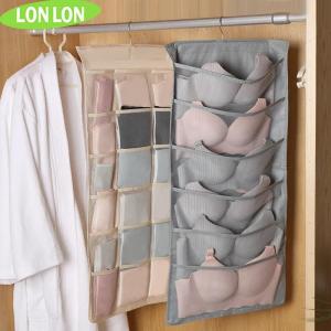 Modern Simplicity Double-Sided Hanging Storage Bag for Underwear Socks Bras Wardrobe Organizer Household Essential Non-Woven Fabric