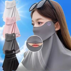 Summer Ice Silk Sunscreen Mask UPF50+ Anti-UV Neck Protection Breathable Dustproof Sunshade Face Mask Outdoor Cycling