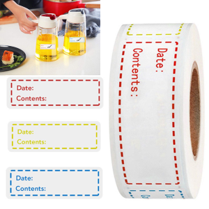 Cuộn Tem Dán Tự Dính  Cuộn Giấy Ghi Chú Nhãn Dán Thực Phẩm Nhà Bếp  Dán Lọ Gia Vị - Giấy Note Dán Hộp Phân Loại Đồ Ăn Sẵn Keo