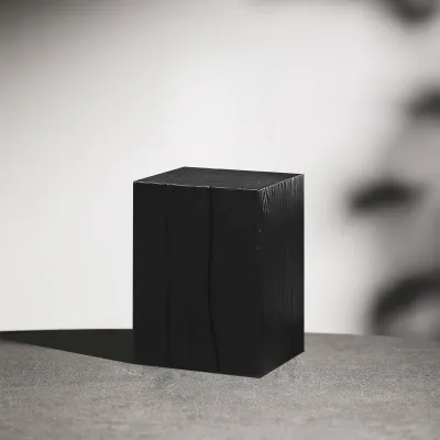 Black Charcoal Zen Style Wooden Stool