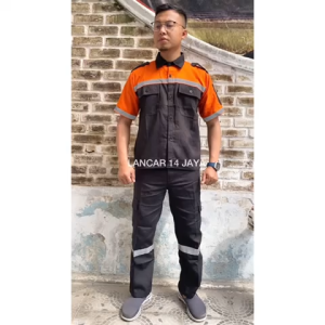 Baju Safety Pendek Kombinasi / Seragam Kerja / Kemeja Proyek Atasan Lengan Pendek / Atasan Kerja Pendek Wearpack Logo