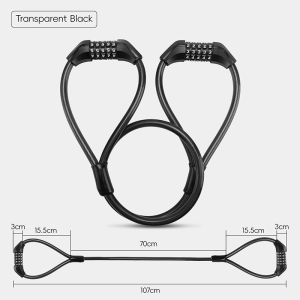 West Biking | WEST BIKING Double-Head Bike Cable Lock Zinc Alloy Lock 5-digit Bicycle Cable Lock 2-in-1 Motorcycle Scooter Bike Password Lock