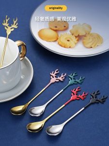 Thìa Cà Phê Bằng Thép Không Gỉ 304 Hình Chồn Tinh Tế Quà Tặng Giáng Sinh Thìa Trộn Kem Bánh Thìa Trộn Cà Phê Pha Trộn
