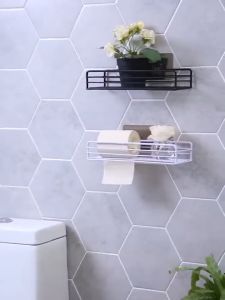 【Never rust】Bathroom rack Storage rack Spice rack Wall mounted shower gel iron storage rack Stainless steel bathroom washing storage rack Toilet rack Corner rack Shelf Soap rack Corner rack Wall | DaQueen