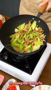 Chảo thép Cacbon ECOCO không tráng phủchống dính vật lý 24cm và 32cm cao cấp Chảo thép tròn cán gỗ chuyên dụng xào nấu