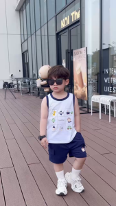 Bộ ba lỗ cho bé trai áo thun ba lỗ kèm quần thun cotton 4 chiều mùa hè 1 đến 7 tuổi BERNIE T0225B29