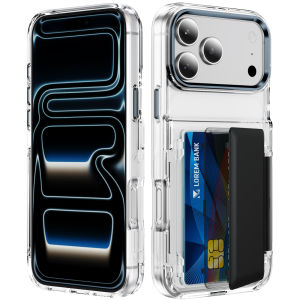 Transparent Shockproof Flip Wallet Bracket Phone Case for IPhone Air 12 13 14 15 17 Pro Max 16 Plus Card Slot Holder Hard Cover