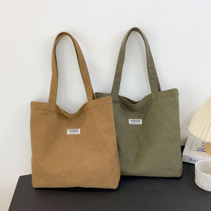 New Thickened Canvas Bag Large Capacity Washed Handbag Daily Match Single Shoulder Bag INS Simple Handbag Fashion Trend Soft Canvas Tote Bag
