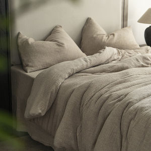 JILAIYAO | Minimal Wabi-Sabi Style Double Layer Muslin Linen Bedding Set