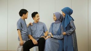 Sarimbit Hyra NBRS: Set Keluarga Gamis Koko Dewasa Anak Setelan Dress Midnight Blue Rayya Series