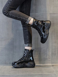 Womens Casual Martin Boots Thick Bottom Anti-slip Warm Fleece Lined Short Boots Winter Snow Boots Comfortable Cotton Shoes