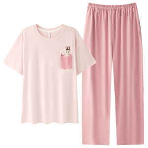 Bộ đồ ngủ nữ MiiOW Cat Person bằng cotton tay ngắn cổ tròn thoải mái thoáng khí - mùa hè