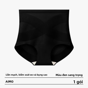 Quần lót tam giác AIMO cho nữ vải ice silk ren kiểu lưng cao kháng khuẩn thoáng khí thoải mái