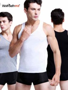 Mens Pure Cotton Red Vest Breathable Sporty Slim Fit Korean Style Base Layer Sweatshirt Knitted Fabric All Seasons Wear