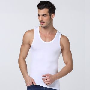 American Style Pure Cotton Sleeveless Vest Mens Summer Inner Wear Solid Color Fitness Running T-Shirt Loose Fit round Hem