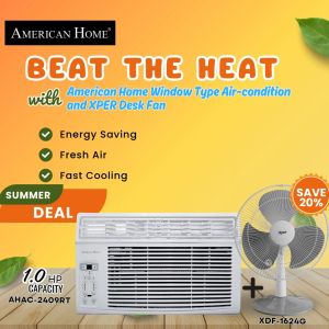 American Home Window Type Air-condition with Desk Fan (AHAC-2409RT 1HP + XDF-1624)