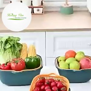 Bộ thau rổ nhựa 6 món đựng rau củ nhà bếp tiện dụng