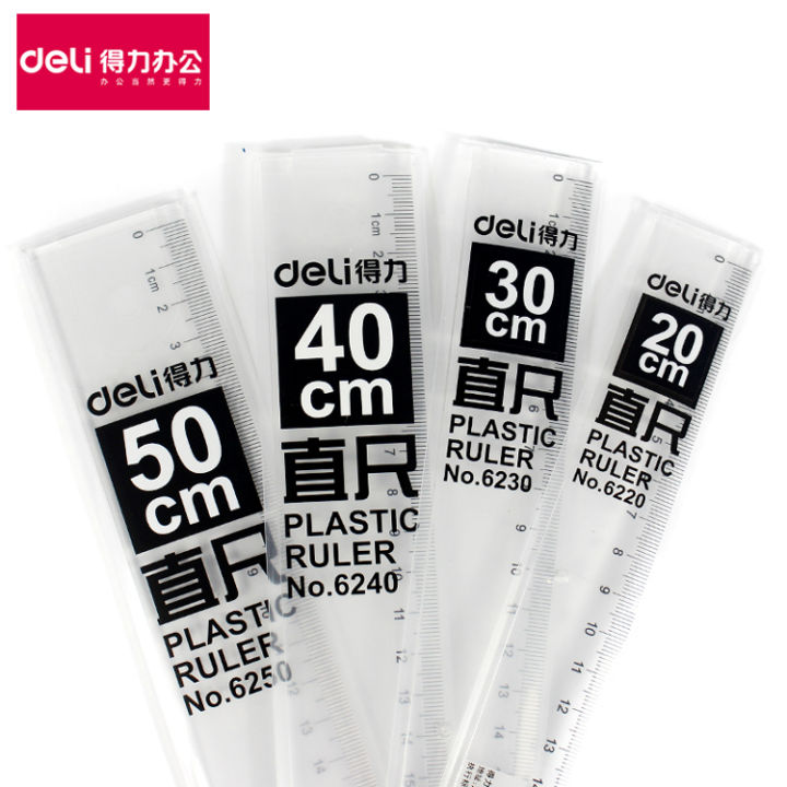 Deli Ruler Plastic Ruler 20cm/30/40/50cm Engineering Measuring Plastic ...