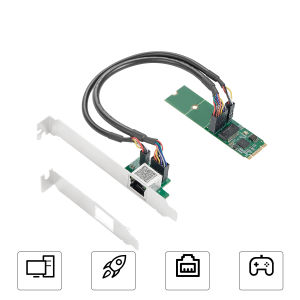 Intel I226 Chipset 2.5GBase-T 1 Port 2500Mbps M.2 B Key M Key to PCIe 2.5Gb Ethernet Card RJ45 LAN Controller Card