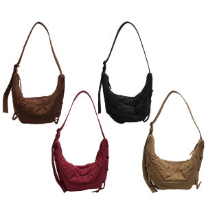 【New Arrival】 Shoulder Bag for Women Men Adjustable Strap Crescent Bag Nylon Solid Hobo Bag Croissant Bag for Travel Shopping