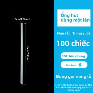100 Ống Hút Dùng Một Lần Trong Suốt Dày Đóng Gói Riêng Dùng Cho Gia Đình Trà Sữa Nước Ép Sữa Lắc Cà Phê