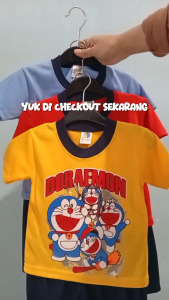 Setelan Baju Bayi Lengan Karakter Doraemon Setelan Baju Bayi Usia 3-18 bulan Max BB 10kg.