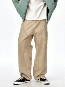 MEDM | Splat Design American Retro Workwear Pants For Men Loose Straight Leg