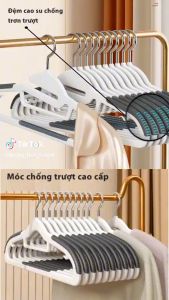 Set 10 Móc Treo Áo Chống Trượt Thiết Kế Điểm G Thông Minh Đầu Xoay 360 Độ Không Để Lại Dấu Vết