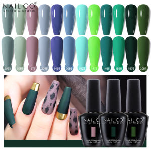 NAILCO 15ml Green Series Dark Color Gel Nail Polish Lasting Hybrid Matte Top Coat UV LED Nail Art Soak off Base Coat Manicure