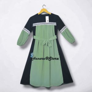 FAIZAA Dress Gamis Muslim Anak Perempuan Bahan Ceruty Babydoll Combi Warna Usia 3-12 Tahun