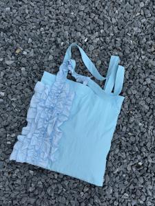 Original Light Blue ลูกไม้ Trim กระเป๋าสะพาย หวาน บรรยากาศบาง ดีไซน์ รูปทรงซองจดหมาย โพลีเอสเตอร์ ผ้าฝ้าย หัวเข็มขัดแม่เหล็กเรียงราย